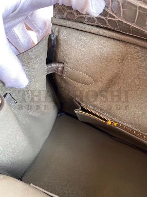 H**me5 Taupe Birkin 30cm Shiny Crocodile Niloticus Skin Bag Master Quality
