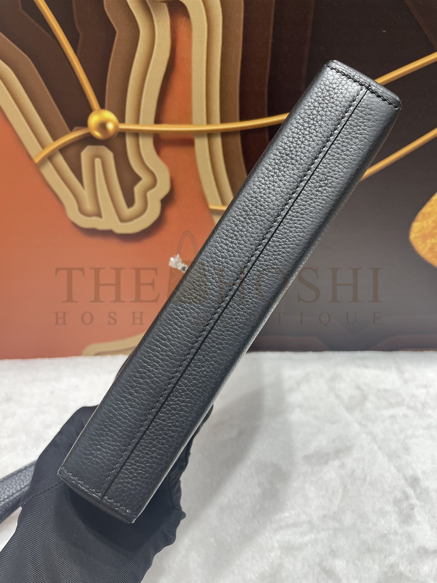 H**me5 Kelly Depeches Pouch – Black Togo Leather, Palladium Hardware, 25 cm Master Quality