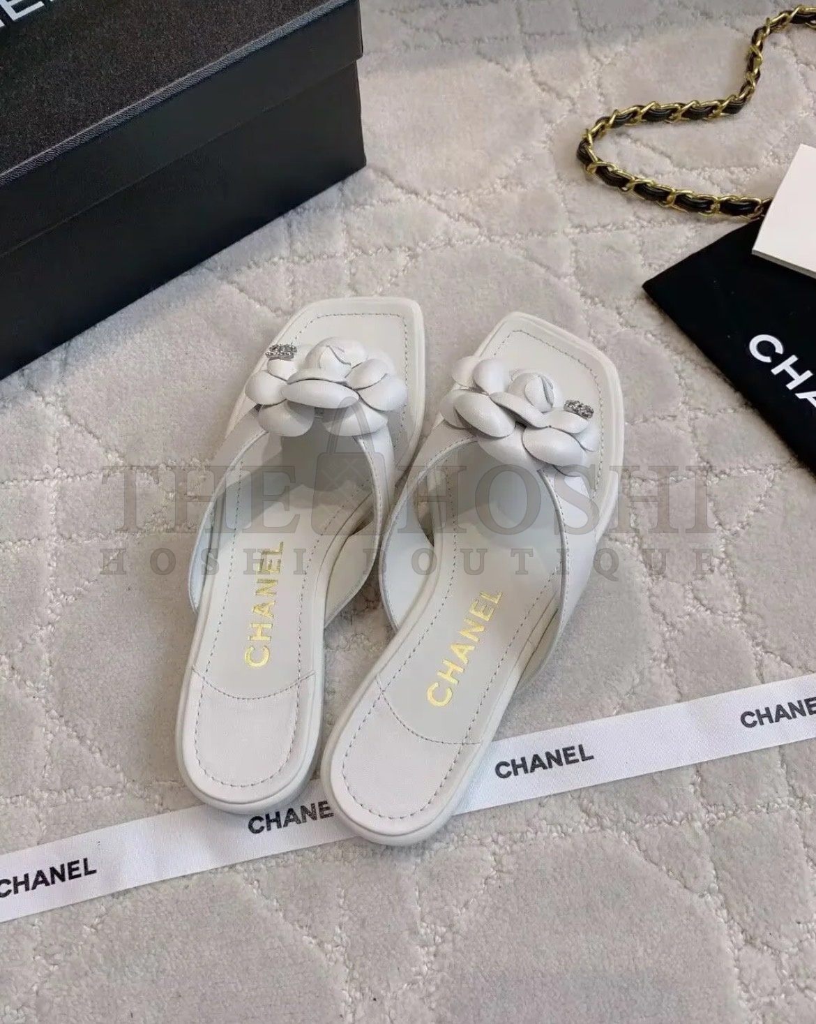 Ch**el Camellia Flower Slide Sandals Flat Slippers Master Quality