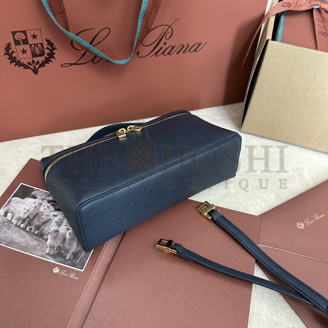 L0r0 P1ana LP L19 Extra Pocket Ostrich Leather Clutch Crossbody Bag 19x6.5x11cm Master Quality