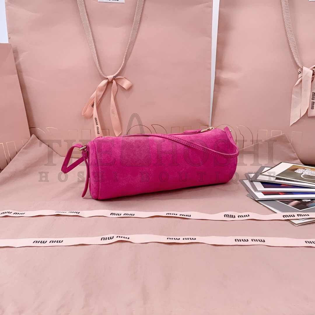 Miu Miu M1um1u Cylinder Shoulder Bag Suede Leather Pink 22x9x9cm 5NE851 Master Quality