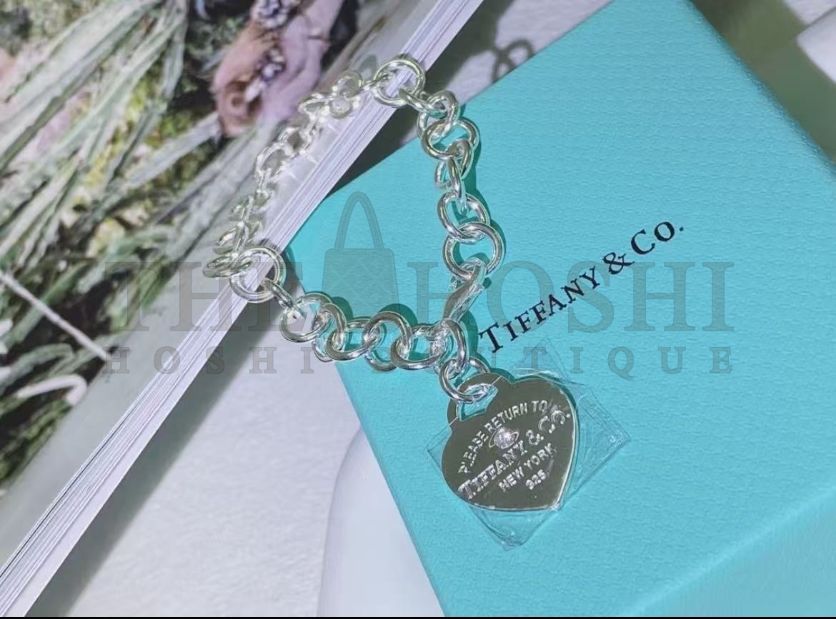 T*f*ny & Co. Lovestuck Heart Tag Bracelet Medium Size Master Quality