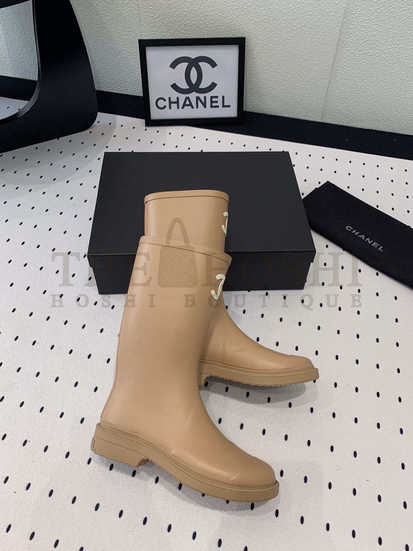 Ch**el Women CC High Boots Caoutchouc Leather Master Quality