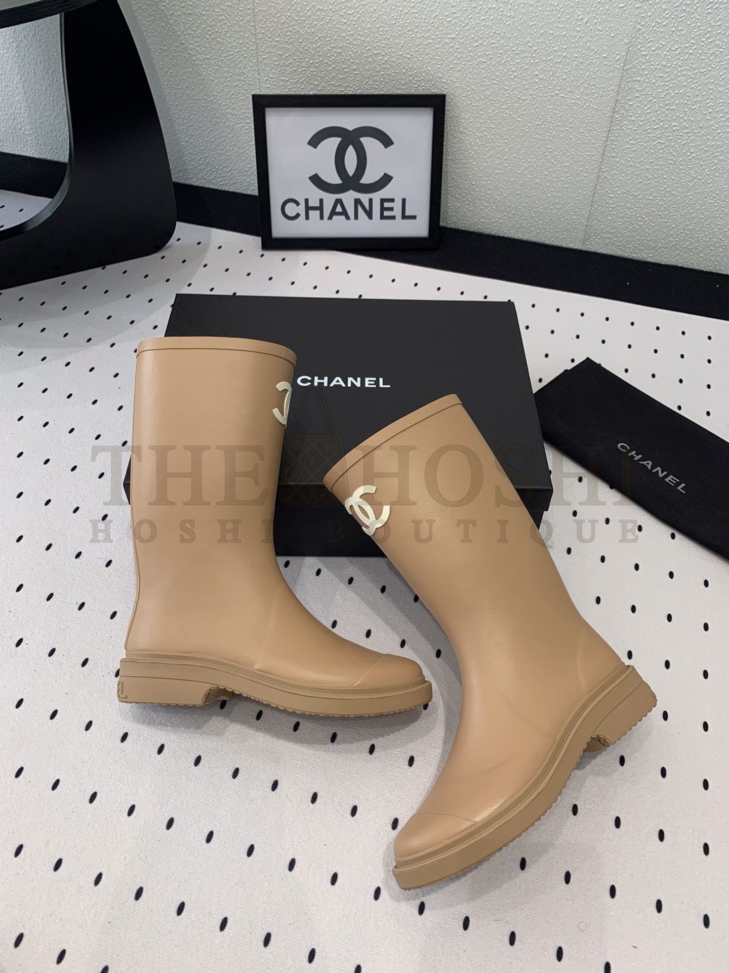 Ch**el Women CC High Boots Caoutchouc Leather Master Quality