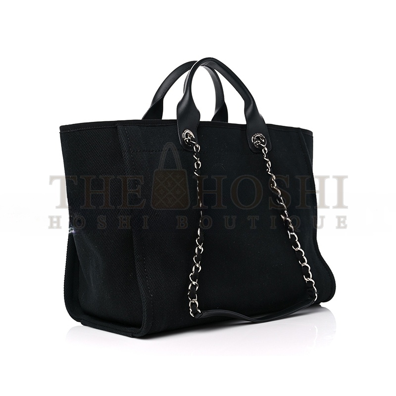 Ch**el CANVAS PEARL MEDIUM DEAUVILLE TOTE BLACK A57067 (33*28*16cm) Master Quality