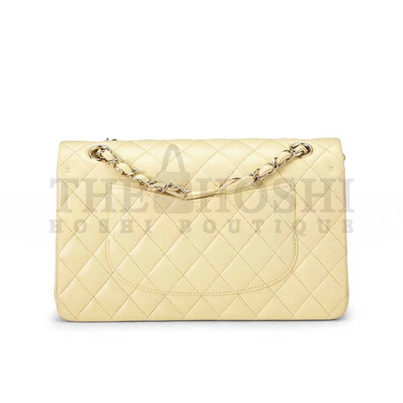 Ch**el YELLOW CALFSKIN CLASSIC DOUBLE FLAP MEDIUM AS0001 (25*15*6cm) Master Quality