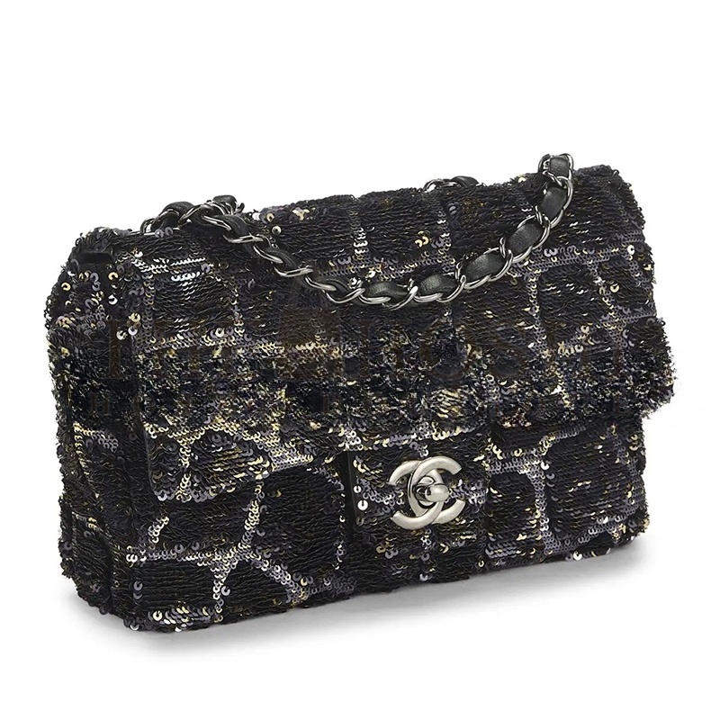 Ch**el SEQUIN HALF FLAP SMALL 382461 (20*13*7cm) Master Quality