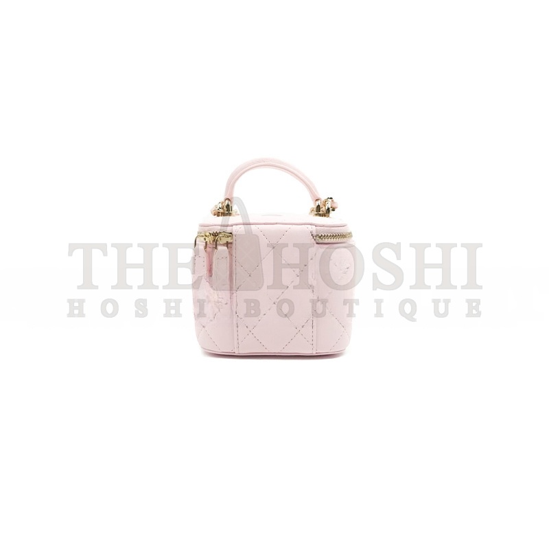 Ch**el MINI TOP HANDLE VANITY WITH CHAIN LIGHT PINK LAMBSKIN GOLD HARDWARE (10*9*7cn) Master Quality