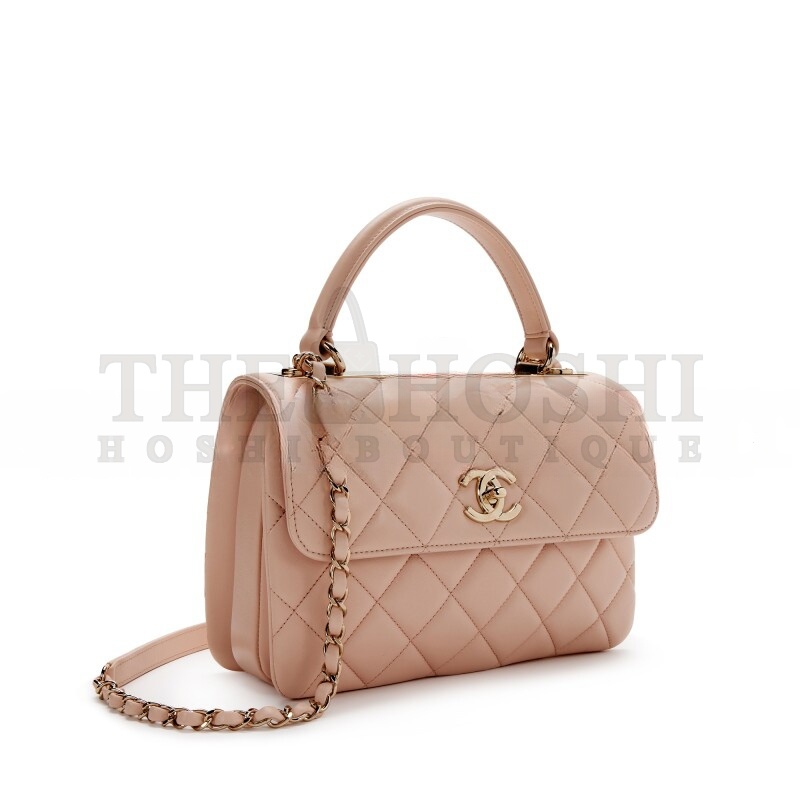 Ch**el QUILTED LAMBSKIN SMALL TRENDY CC TOP HANDLE FLAP BAG GOLD HARDWARE (25*17*9cm) Master Quality