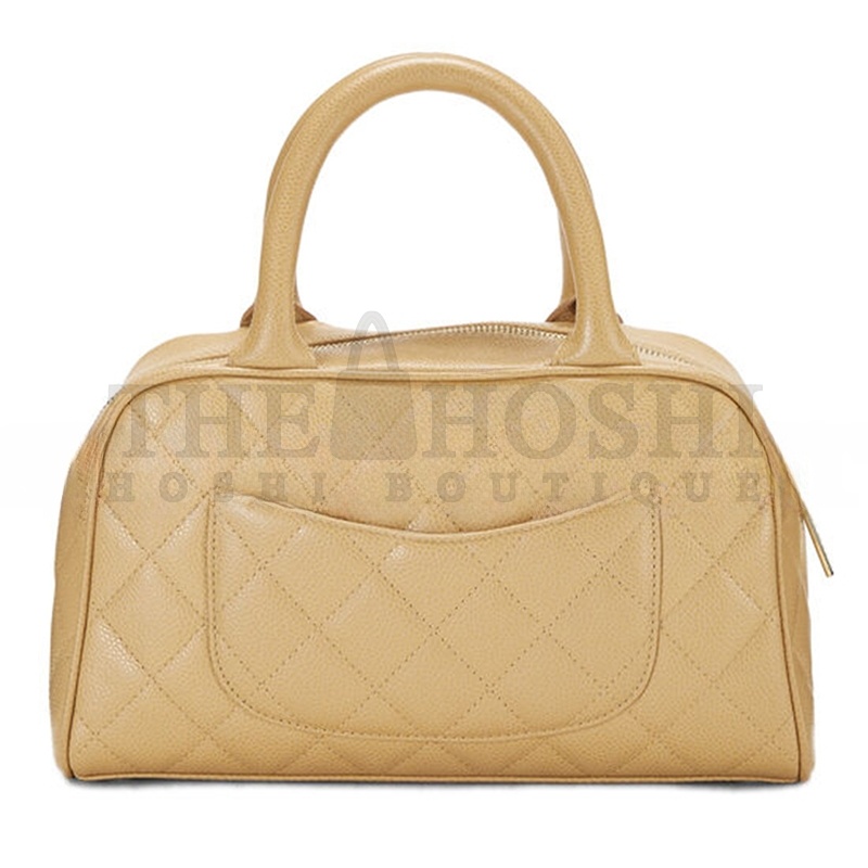 Ch**el BEIGE QUILTED CAVIAR BOWLER SMALL 71302 (25*15*7cm) Master Quality