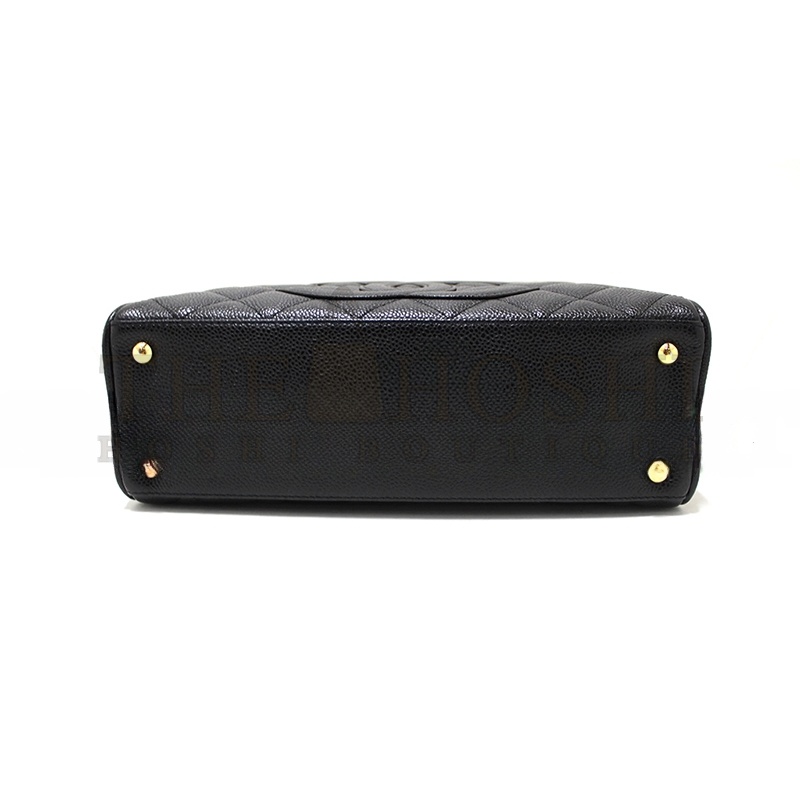 Ch**el BLACK CAVIAR SMALL BOWLER HANDBAG 71303 (25*15*7cm) Master Quality