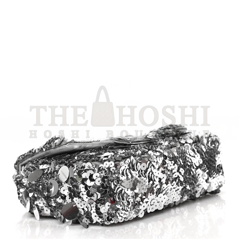 Ch**el SEQUIN MINI RECTANGULAR FLAP SILVER (20*13*6cm) Master Quality