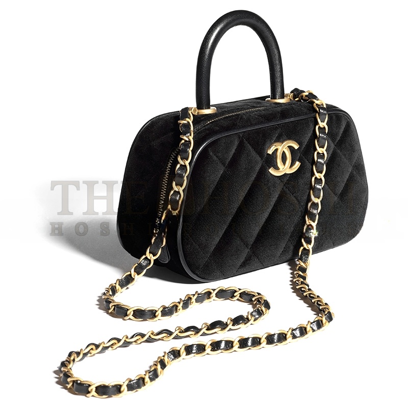 Ch**el MINI BOWLING BAG VELVET AND CALFSKIN AS5572 (20*11.5*8.5cm) Master Quality