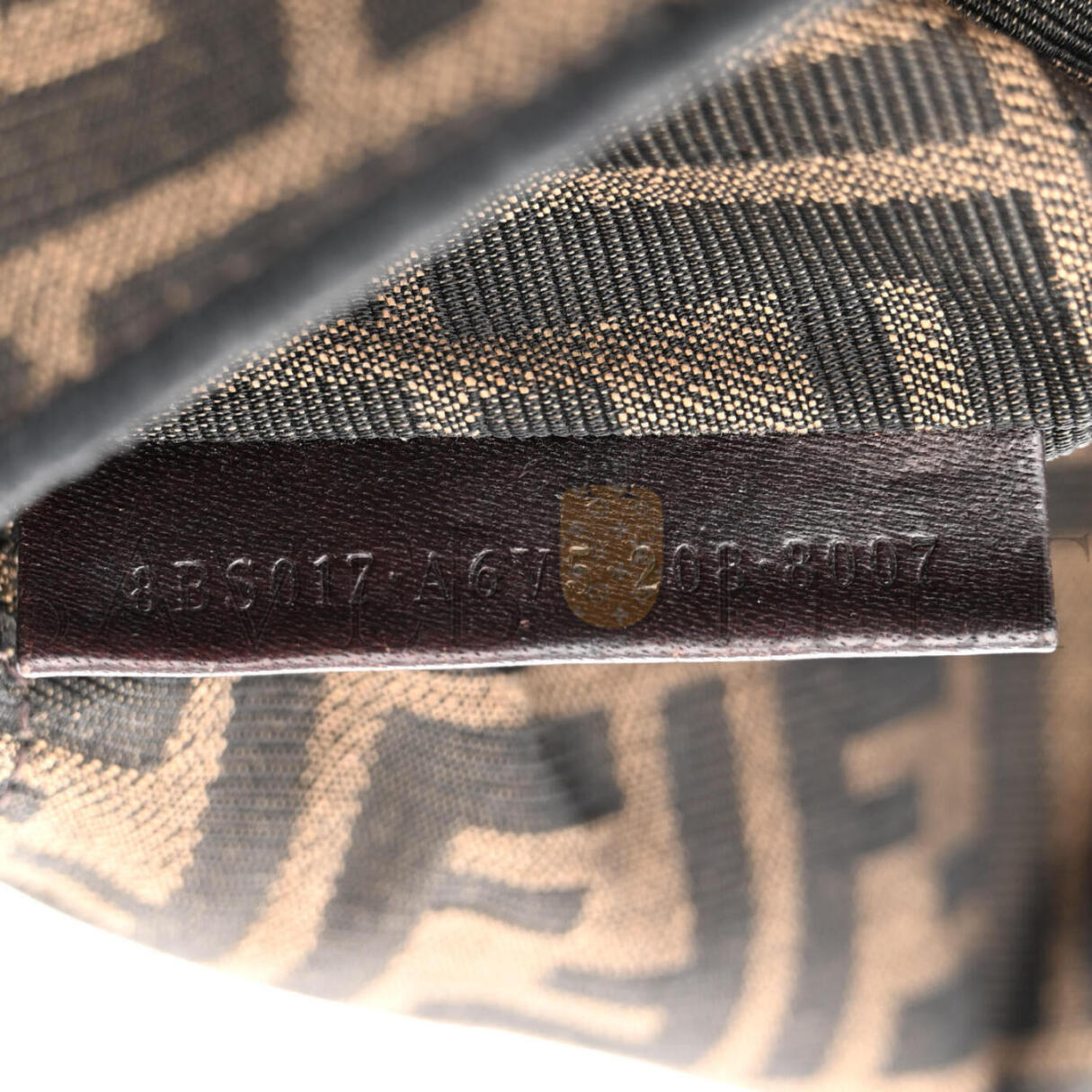F**di FABRIC JACQUARD FF 1974 MINI BAGUETTE TOBACCO MORO BLACK (18*11*5cm) Master Quality