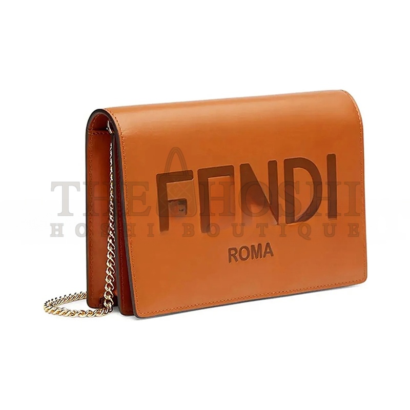 F**di VITELLO KING TAMPONATO LOGO EMBOSSED MEDIUM WALLET ON CHAIN CUOIO 8BS006AAYZF0QVK (20*13*6cm) Master Quality