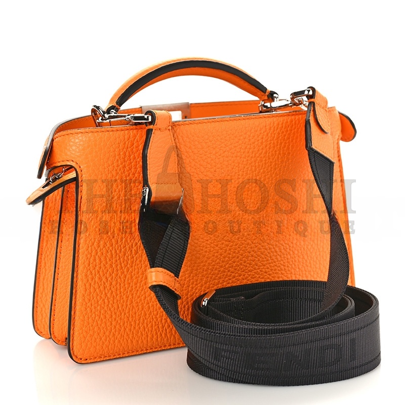 F**di CUOIO ROMANO VITELLO COVER BI-COLOR PEEKABOO I SEE U X CROSS SATCHEL ORANGE (23*14.5*6cm) Master Quality