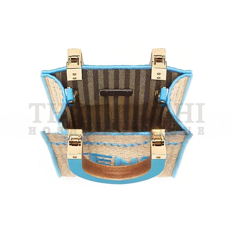 F**di SUNSHINE MINI STRAW &amp; LEATHER TOTE 8BS051AFQPF1ELX (18*13*6cm) Master Quality