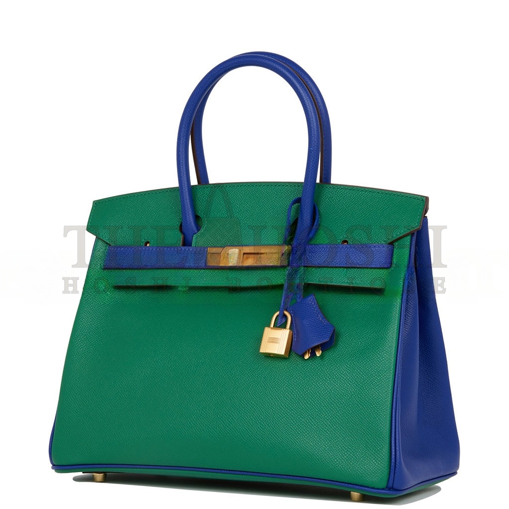 H**me5 BIRKIN 35 EPSOM MALACHITE GREEN AND AQUA BLUE BAG H028368CK6Z (25*20*13cm) Master Quality