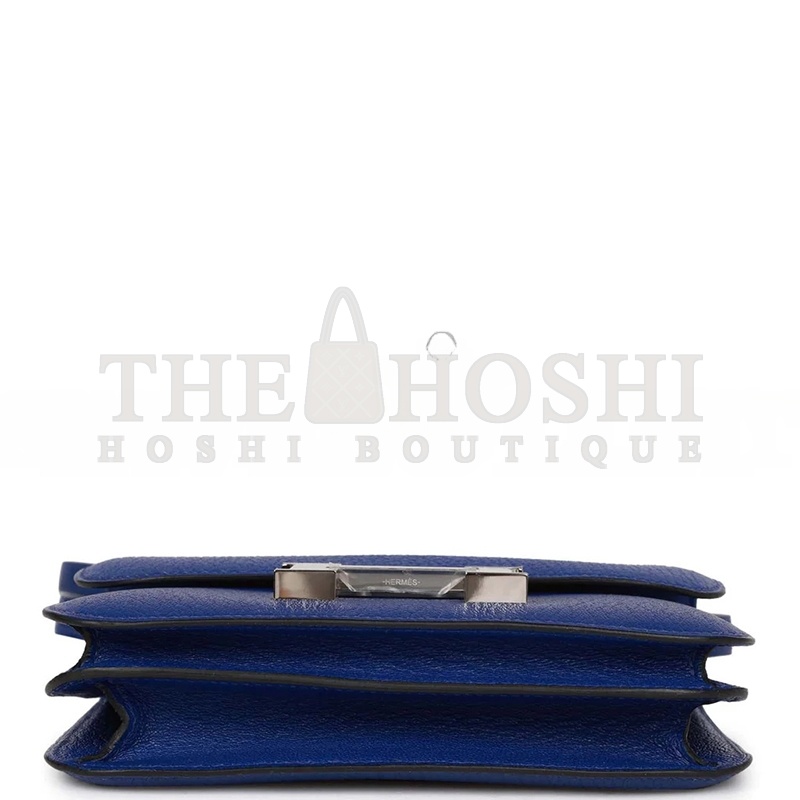 H**me5 CONSTANCE 18 BLEU ELECTRIC CHEVRE PALLADIUM HARDWARE (19*15*4cm) Master Quality
