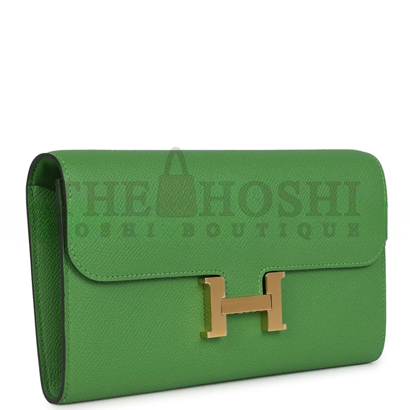 H**me5 CONSTANCE WALLET TO GO VERT YUCCA EPSOM GOLD HARDWARE 436571 (20*11*4cm) Master Quality