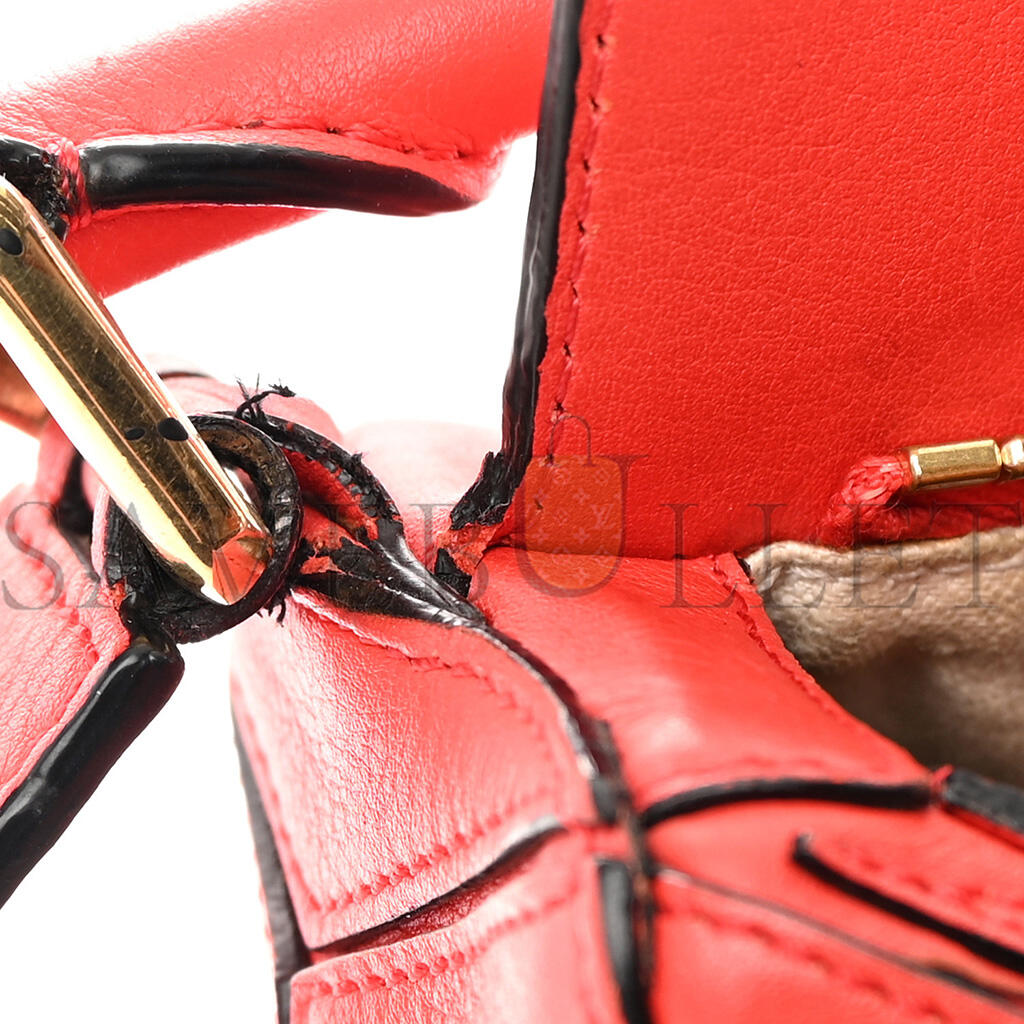 L0ew* CALFSKIN SMALL PUZZLE BAG SCARLET (24*16.5*10.5cm) Master Quality