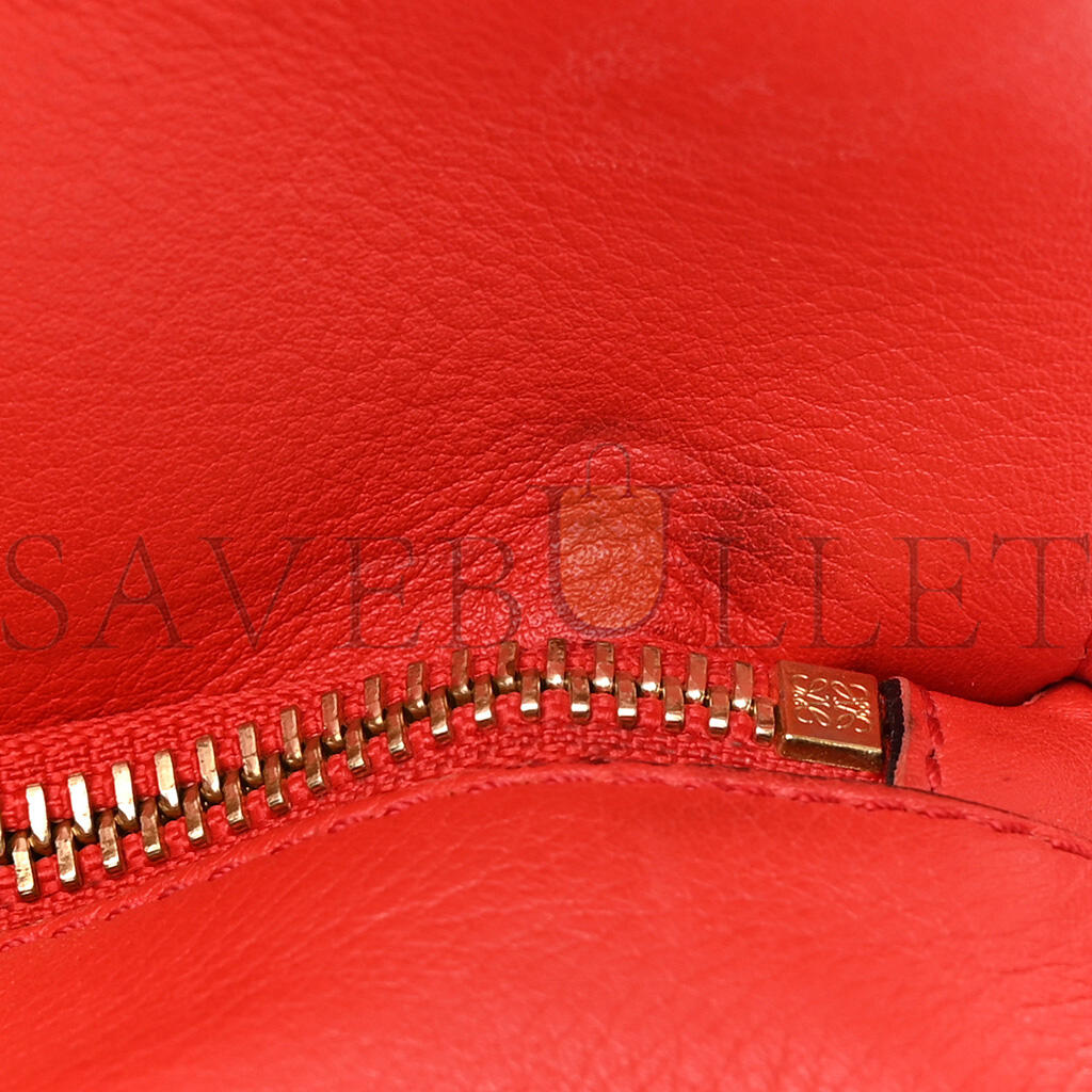 L0ew* CALFSKIN SMALL PUZZLE BAG SCARLET (24*16.5*10.5cm) Master Quality