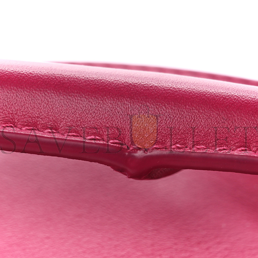 L0ew* SATIN CALFSKIN MONOCHROME SMALL PUZZLE EDGE BAG RUBY RED GLAZE (24*16.5*10.5cm) Master Quality