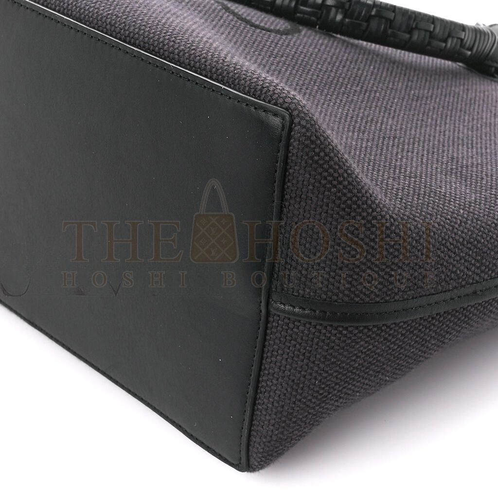 L0ew* CANVAS CALFSKIN MEDIUM ANAGRAM TOTE ANTHRACITE (32*30*17cm) Master Quality