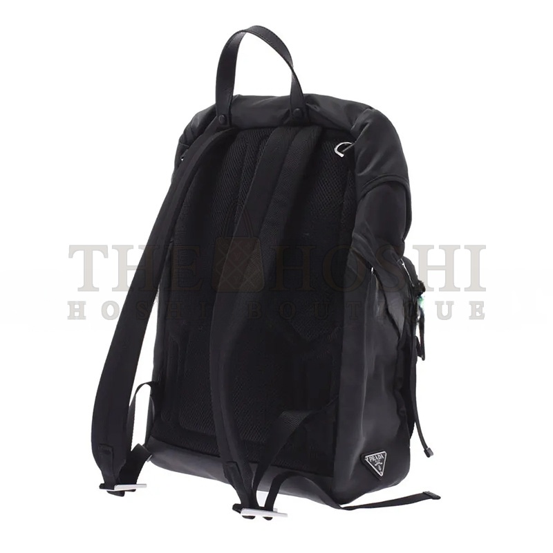 Pra*a GRAY SILVER HARDWARE NYLON RUCKSACK DAYPACK 2VG0135 (45*27*17cm) Master Quality
