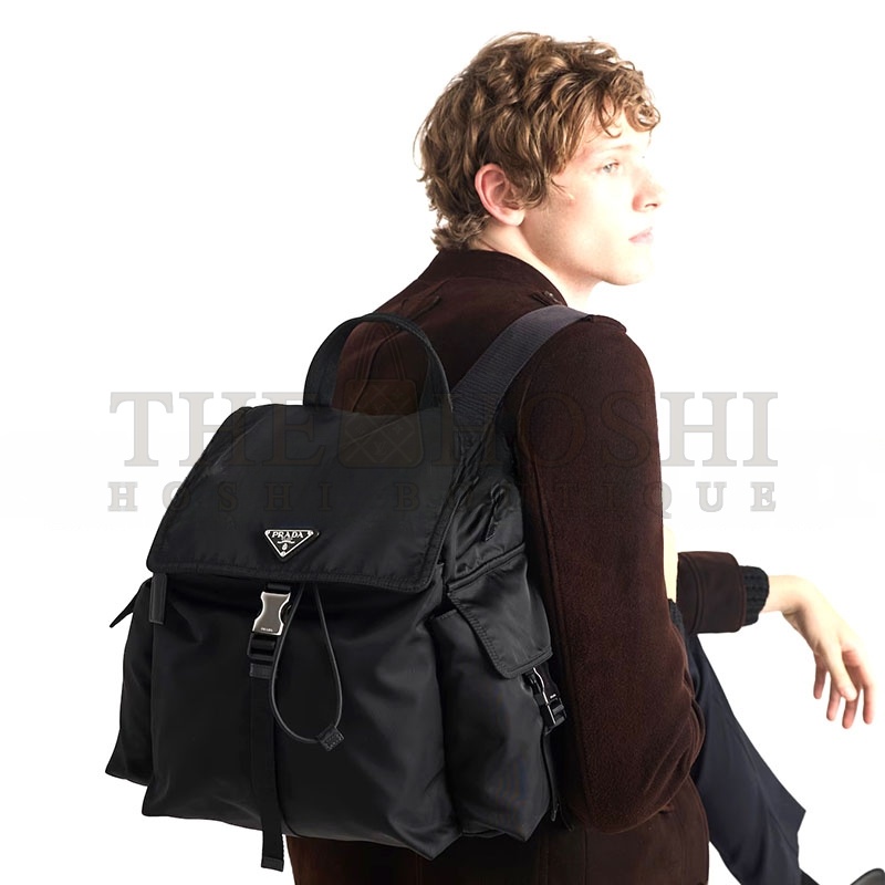 Pra*a EXPLORE RE-NYLON GLOSSY LEATHER BACKPACK 2VZ118 (39*37*20cm) Master Quality