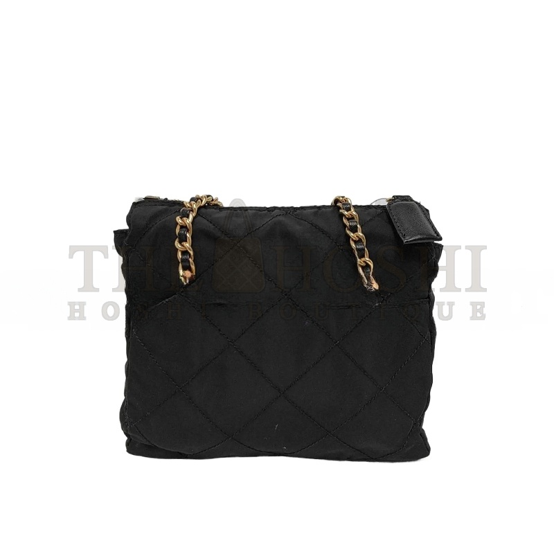Pra*a BLACK NYLON CHAIN CROSSBODY BAG 1BD647 (20.5*19.5*6cm) Master Quality
