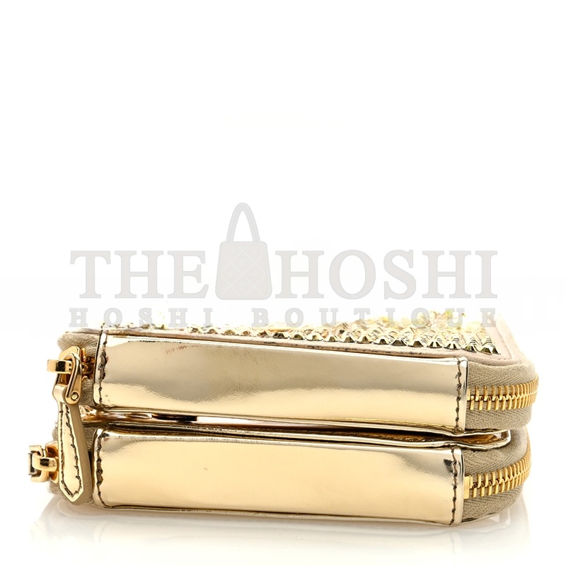 Pra*a SATIN CRYSTAL MINI TRIANGLE CROSSBODY POUCH PLATINO 1NR015 (15*10cm) Master Quality