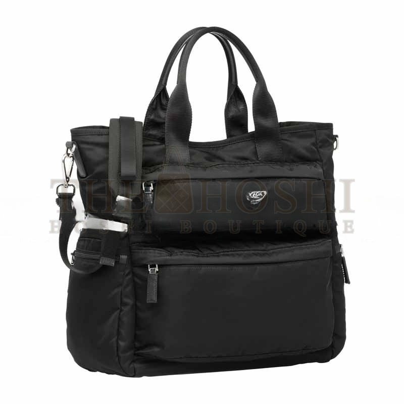 Pra*a BLACK NYLON 2WAY SHOULDER TOTE HANDBAG 1BG040 (38*33*15cm) Master Quality