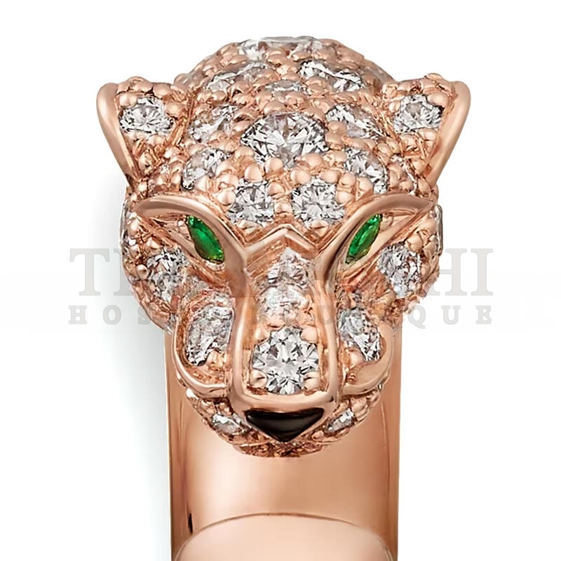 Ca*t1er PANTHÈRE DE Ca*t1er RING, SMALL MODEL, SEMI-PAVED N4765700 Master Quality