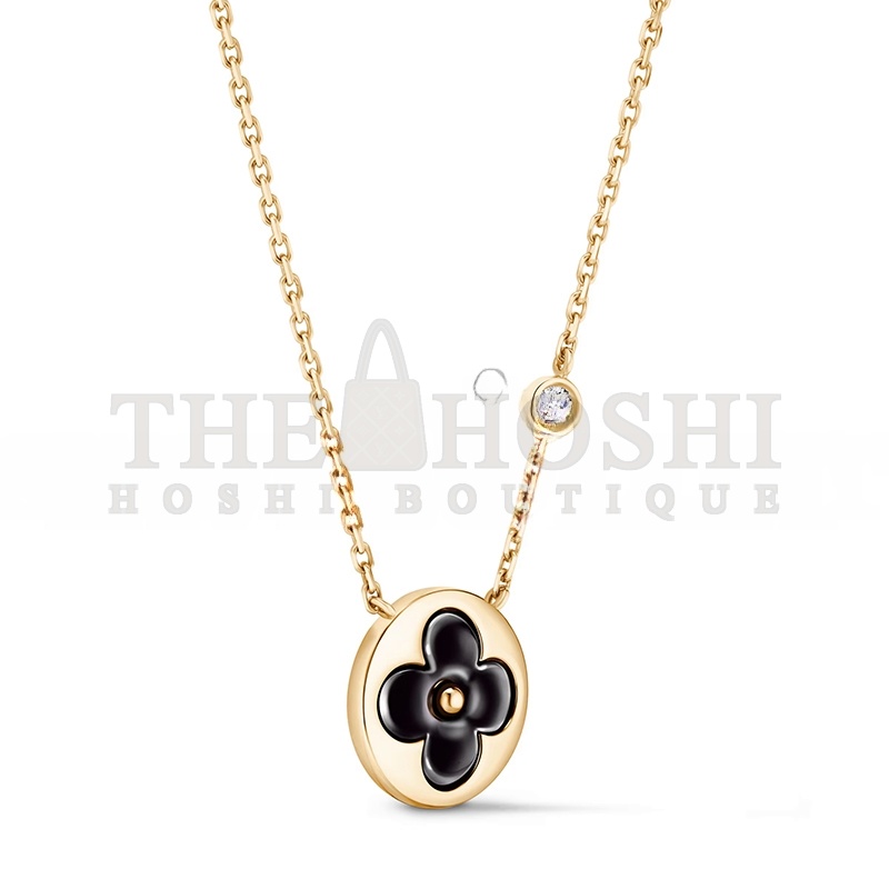 L0vis Vvtt0n COLOR BLOSSOM BB SUN PENDANT, YELLOWGOLD, ONYX AND D1am0nd Q03790 Master Quality
