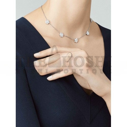 V*n Cl**f ARPELS FLEURETTE NECKLACE, 5 FLOWERS, LARGE MODEL - WHITE GOLD, D1am0nd VCARA47600 Master Quality