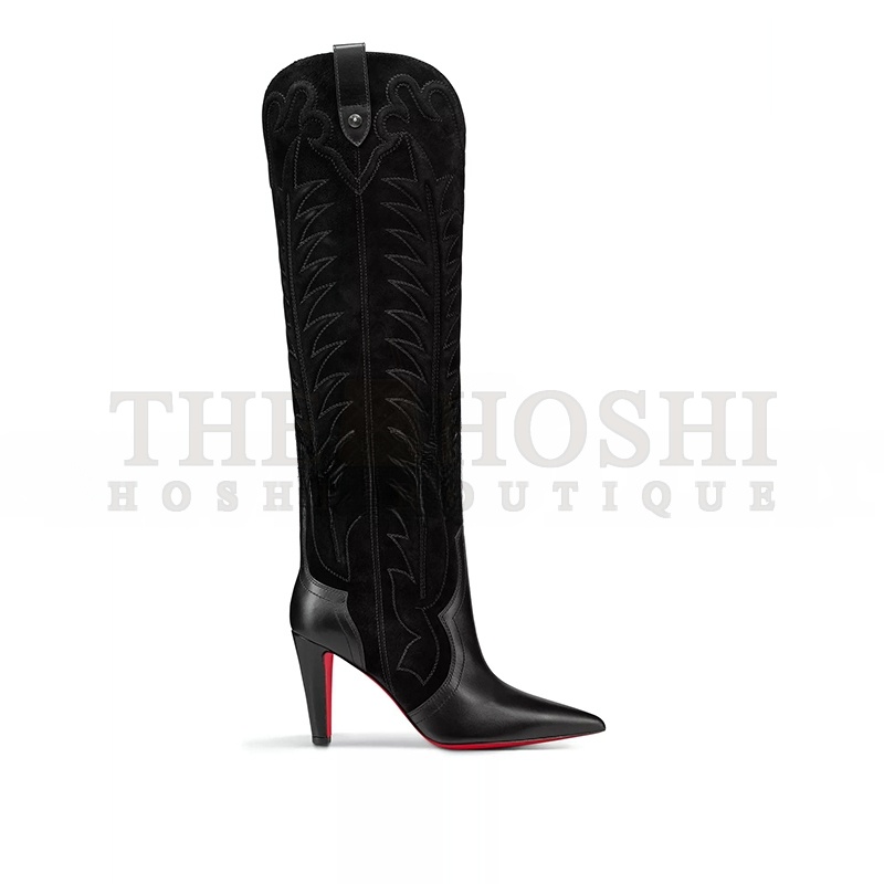 Chr1st1an LOUBOUTIN SANITA BOTTA 85 LEATHER AND SUEDE BOOTS Master Quality