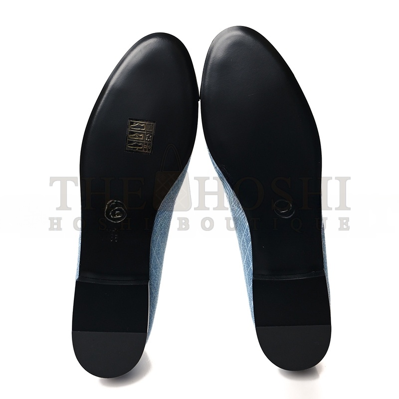 Ch**el DENIM PRINTED QUILT CC CAP TOE BALLERINA FLATS 157513 Master Quality