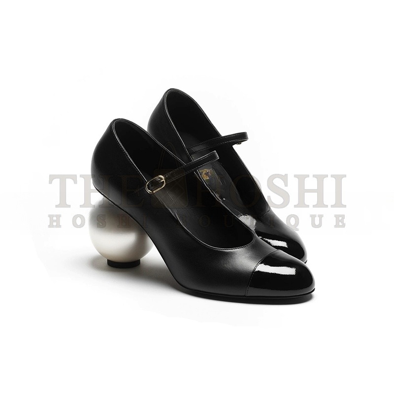 Ch**el MARY JANES LAMBSKIN, PATENT CALFSKIN &amp; IMITATION PEARLS G46775 Master Quality