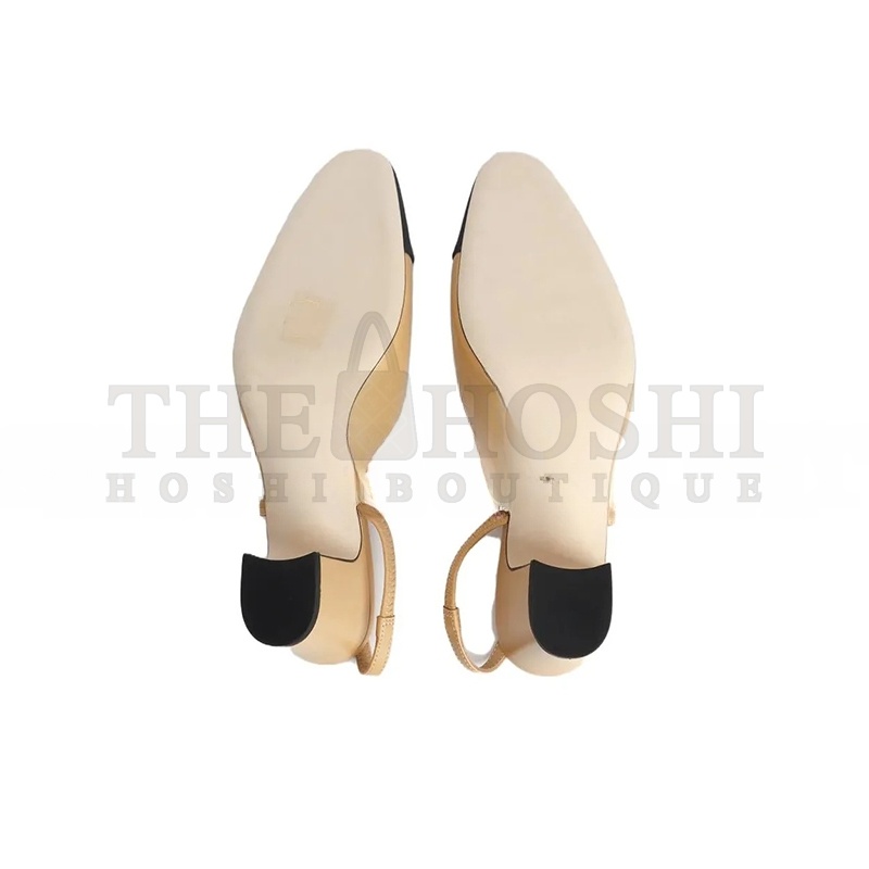 Ch**el SLINGBACKS GOATSKIN & GROSGRAIN BEIGE & BLACK G31318 Y50006 C8378 Master Quality