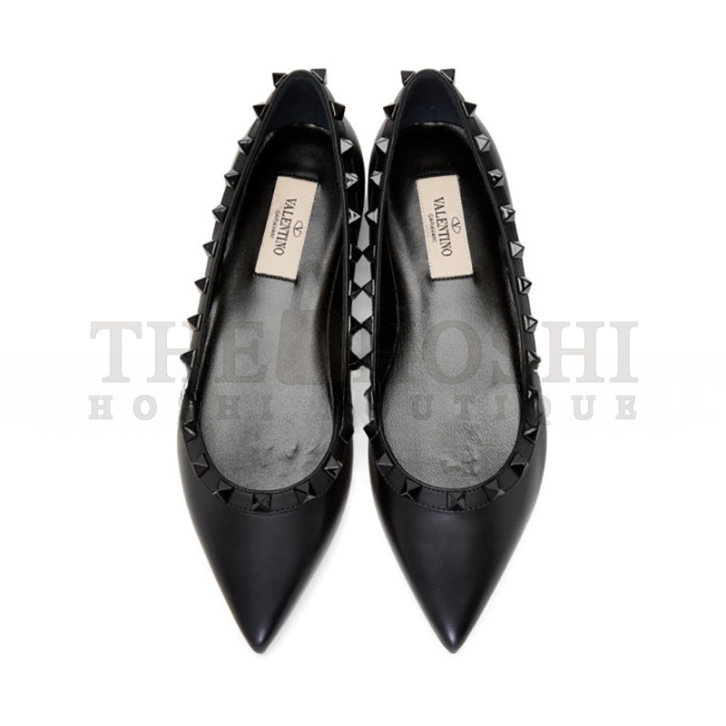 Va1e*ntin0 BLACK Va1e*ntin0 GARAVANI TONAL ROCKSTUD BALLERINA FLATS Master Quality