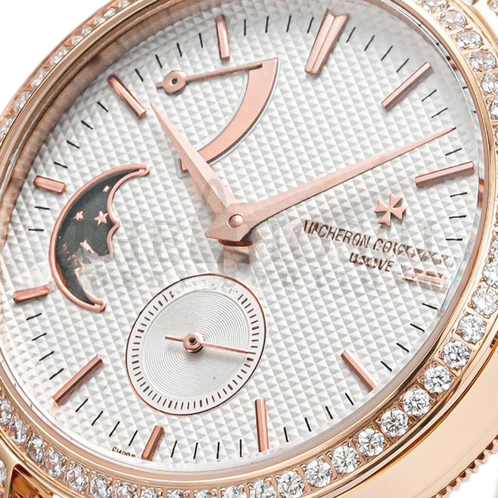 VACHERON C0nstan1n TRADITIONELLE MOON PHASE WHITE DIAL RED LEATHER 36MM WATCH 83570/000R-B691 Master Quality